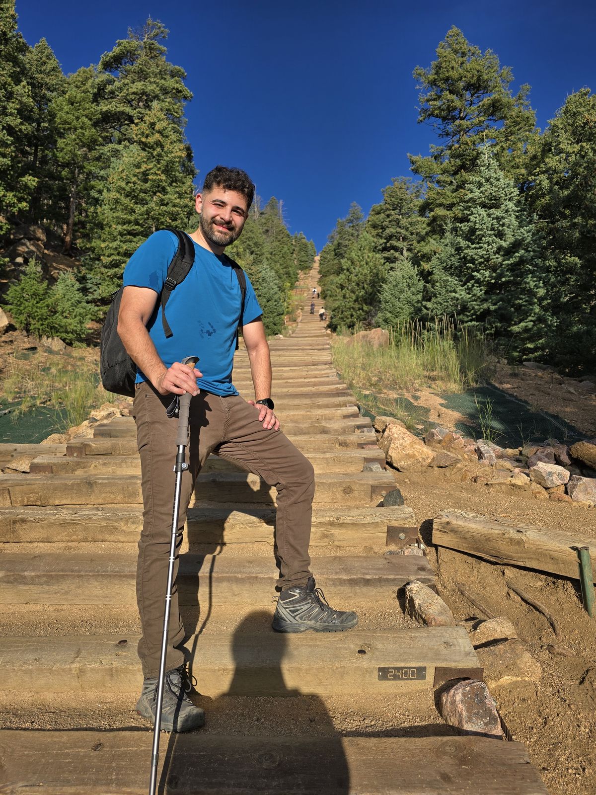 Adam hiking the Manitou Incline
